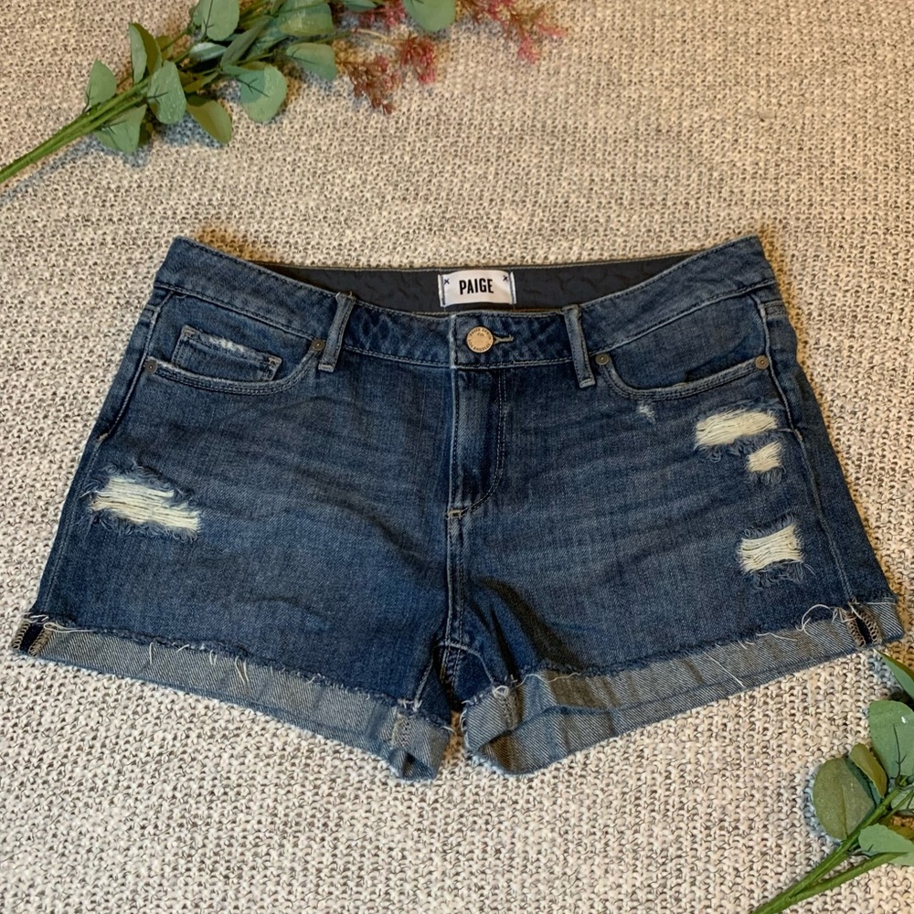 Paige Jimmy Jimmy Shorts Dark Wash Ripped